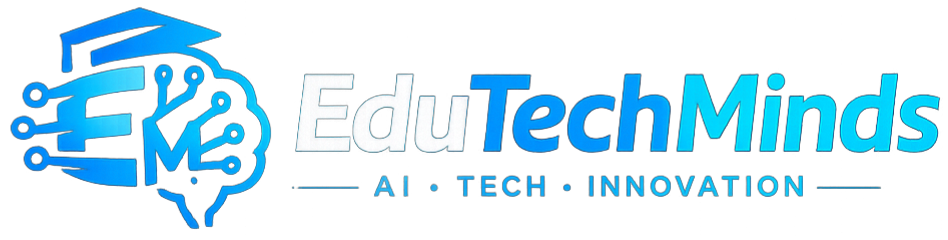 EduTechMinds futuristic AI technology and education platform logo