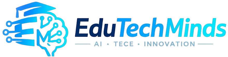 EduTechMinds futuristic AI technology and education platform logo